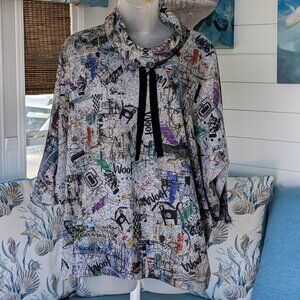 NWOT Inoah Cowl Neck Dolman Top Art to Wear Artsy Pockets XS